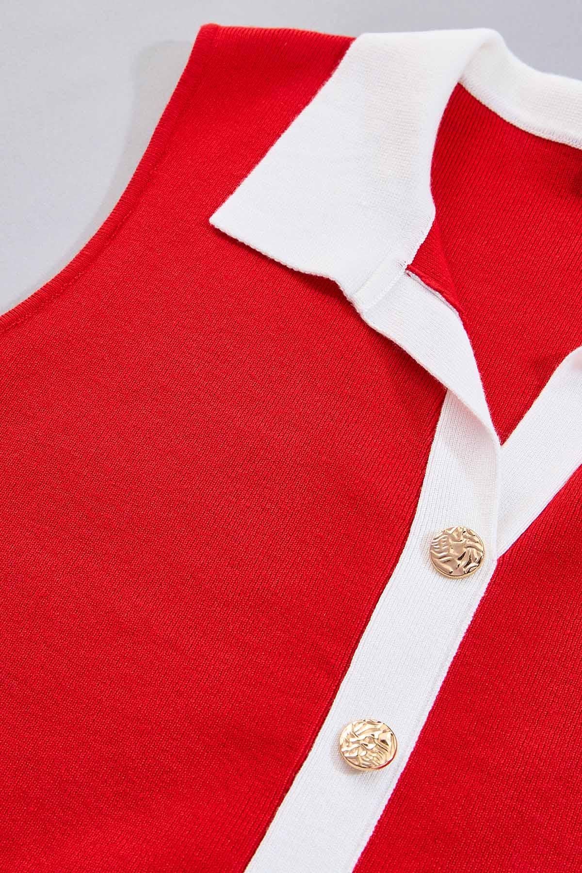 cache contrast button sweater tank Versona Caché