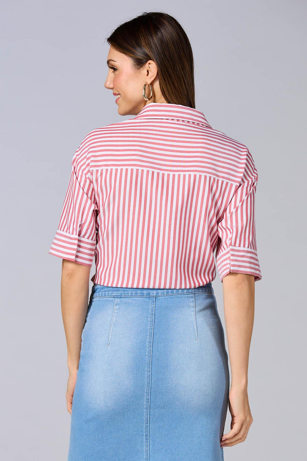 cache french cuff striped shirt- red Versona Caché