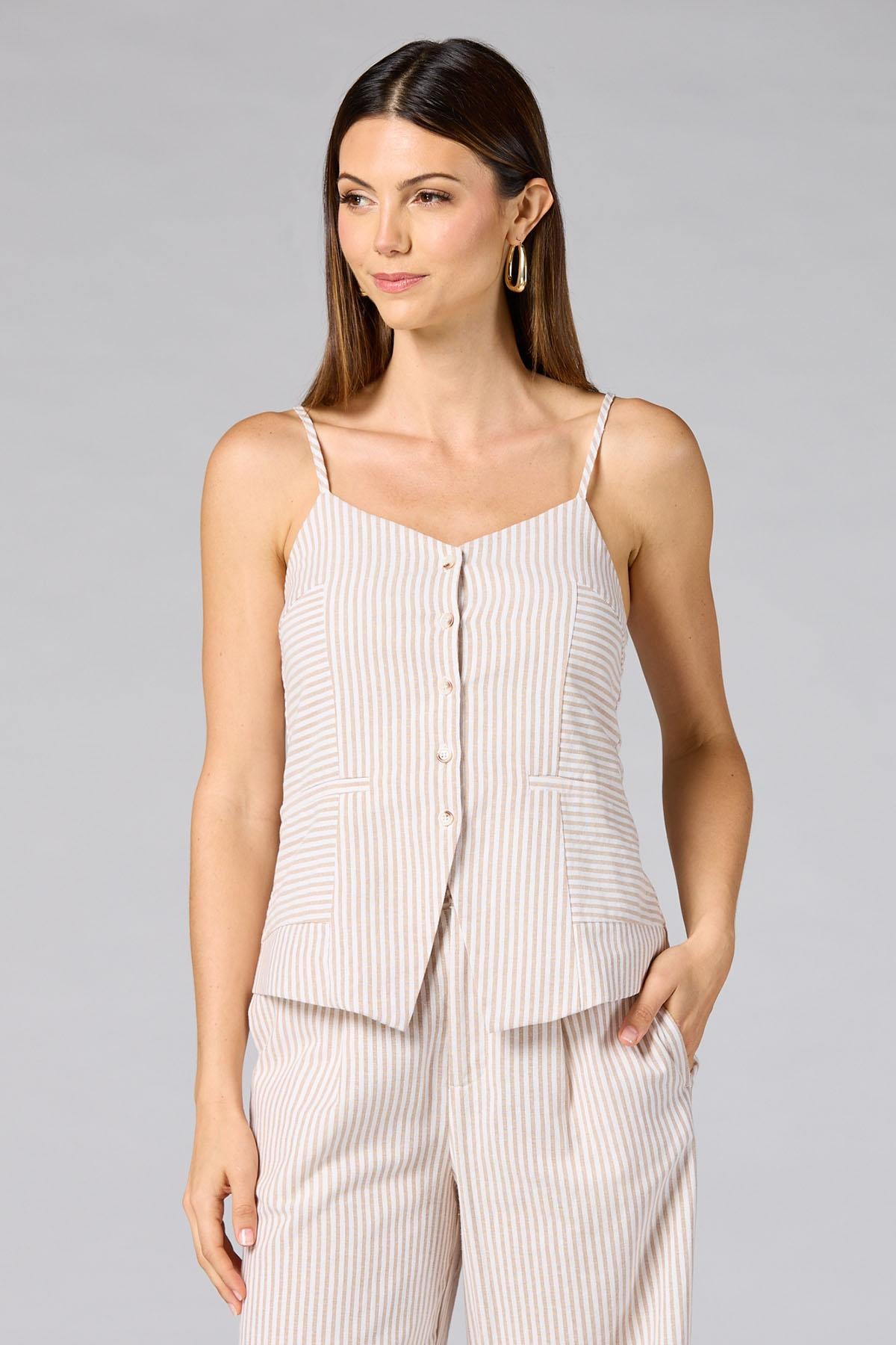 cache neutral striped vest Versona Caché