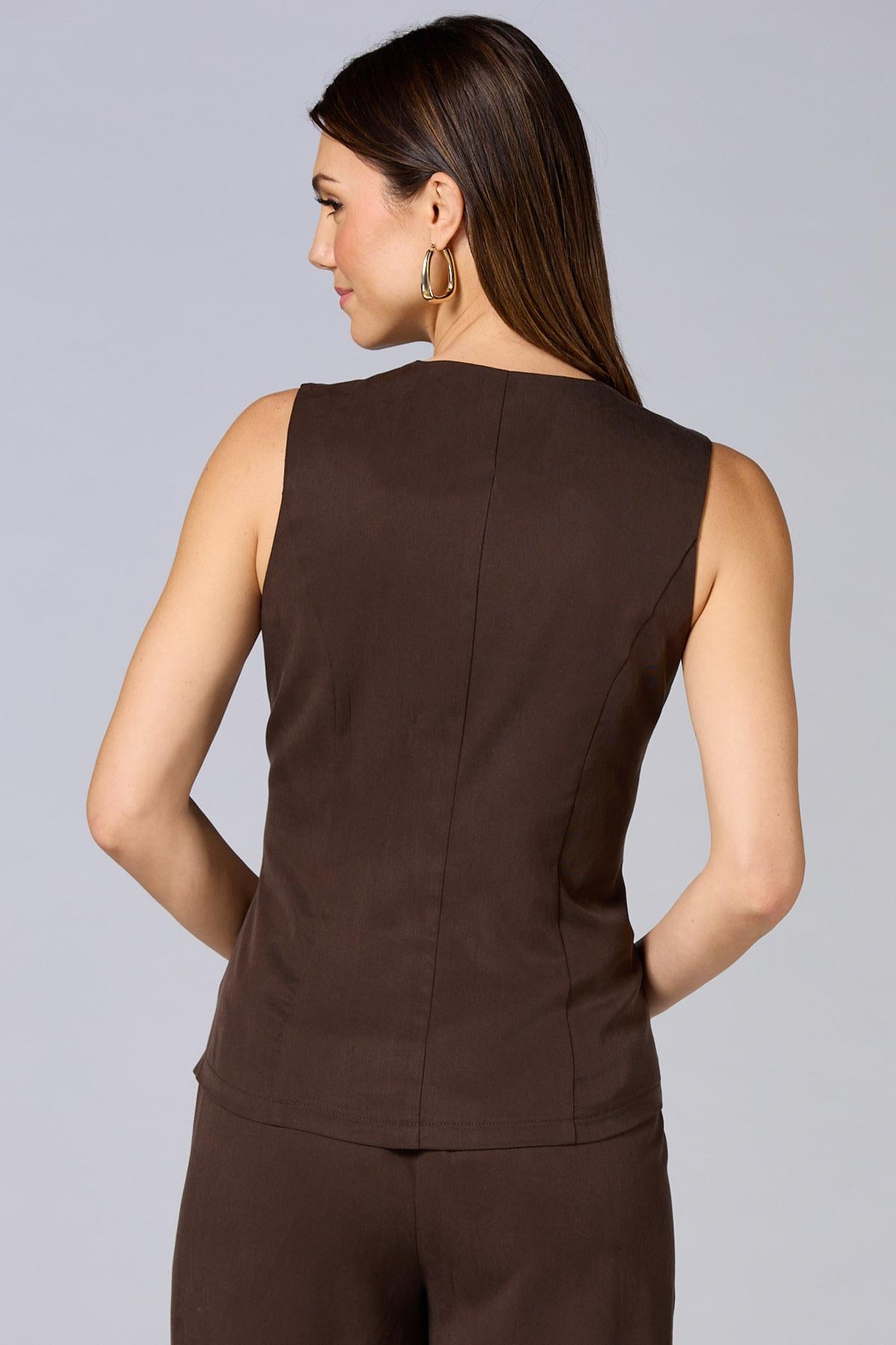 cache solid button front vest Versona Caché