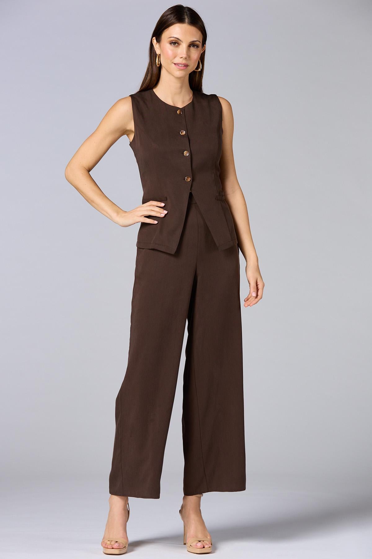 cache solid button front vest Versona Caché