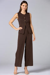 cache solid button front vest Versona Caché