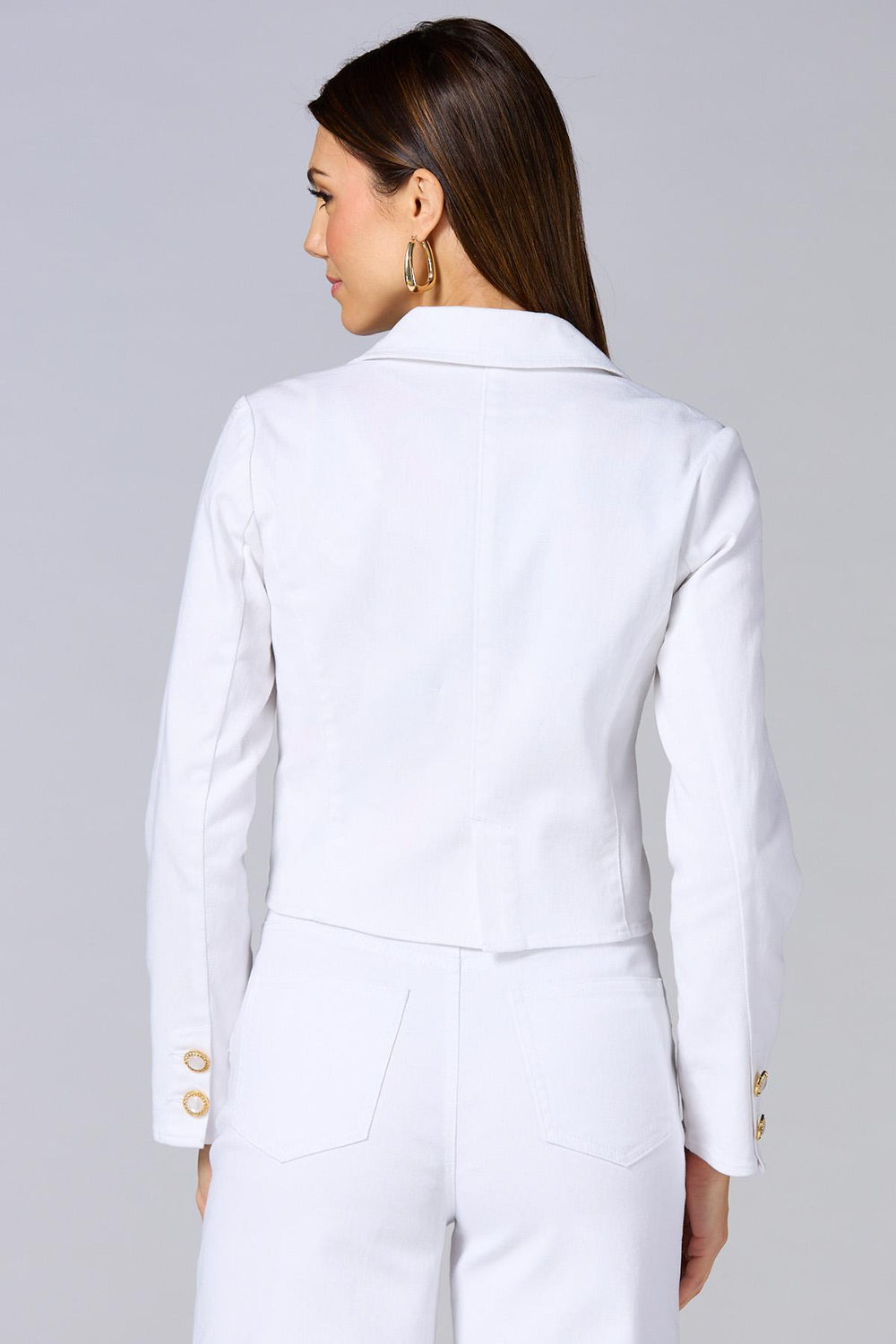cache cropped white denim blazer Versona Caché