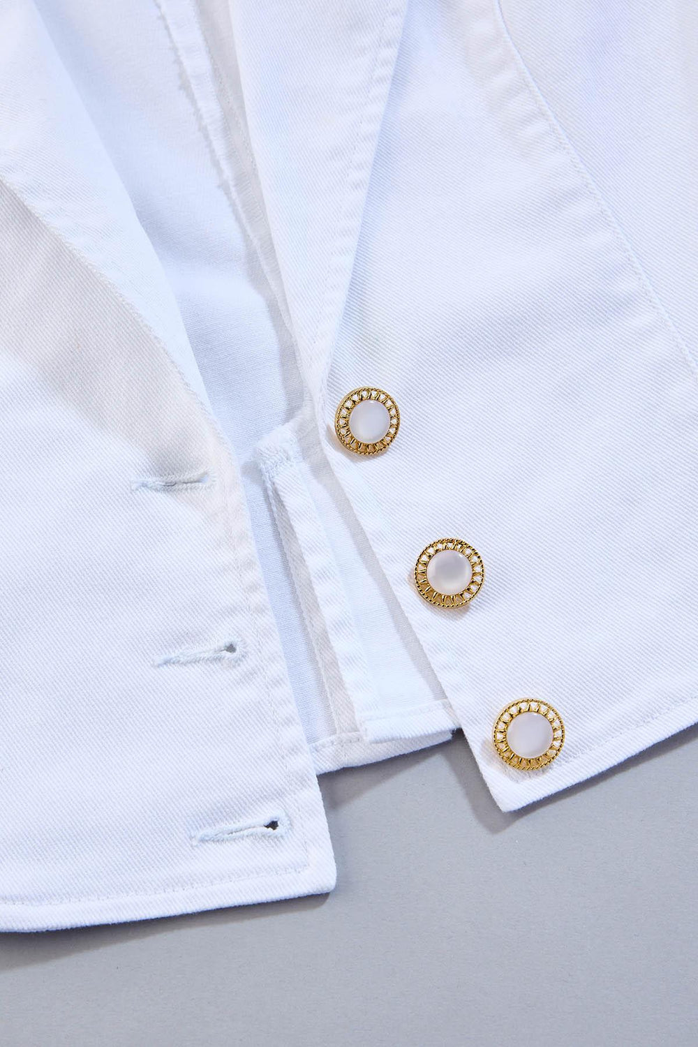 cache cropped white denim blazer Versona Caché