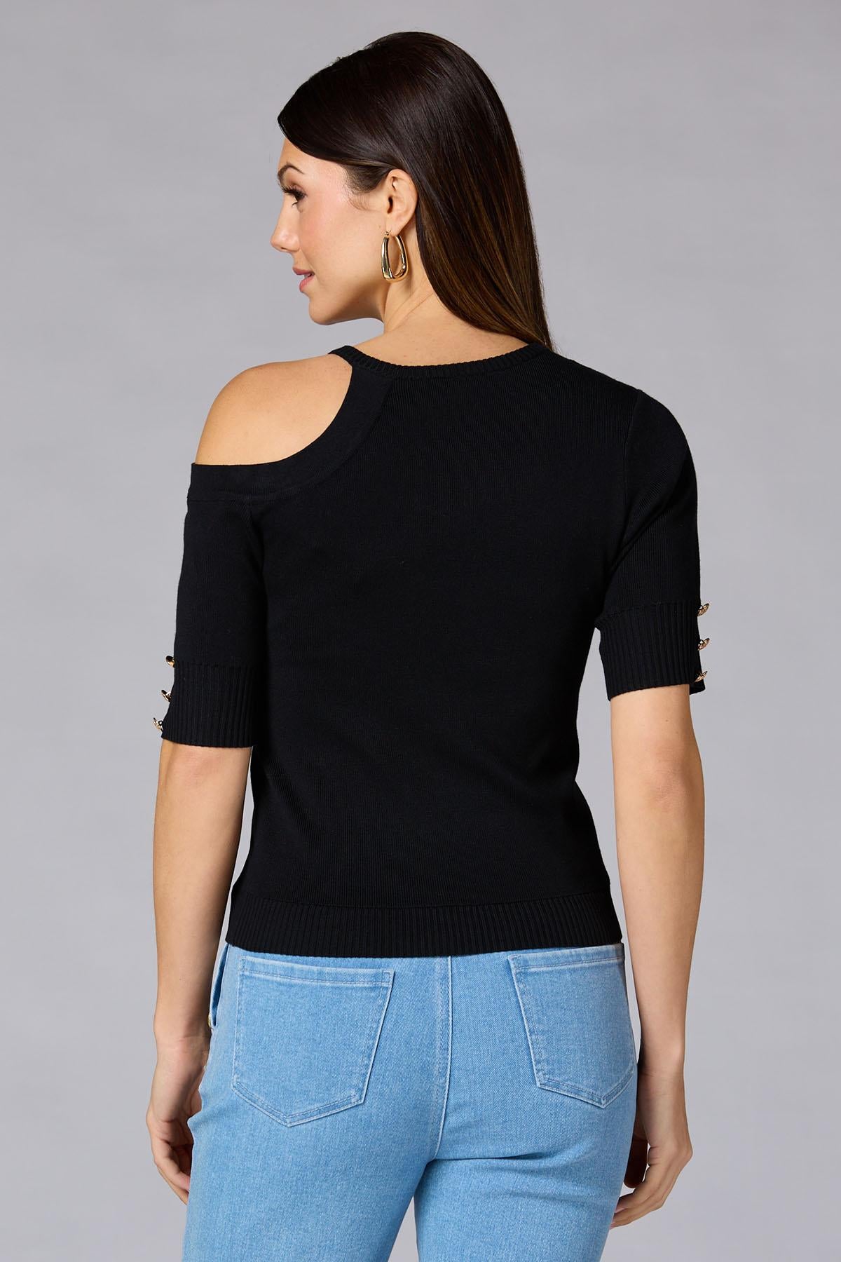 cache one shoulder button sweater Versona Caché