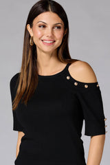 cache one shoulder button sweater Versona Caché
