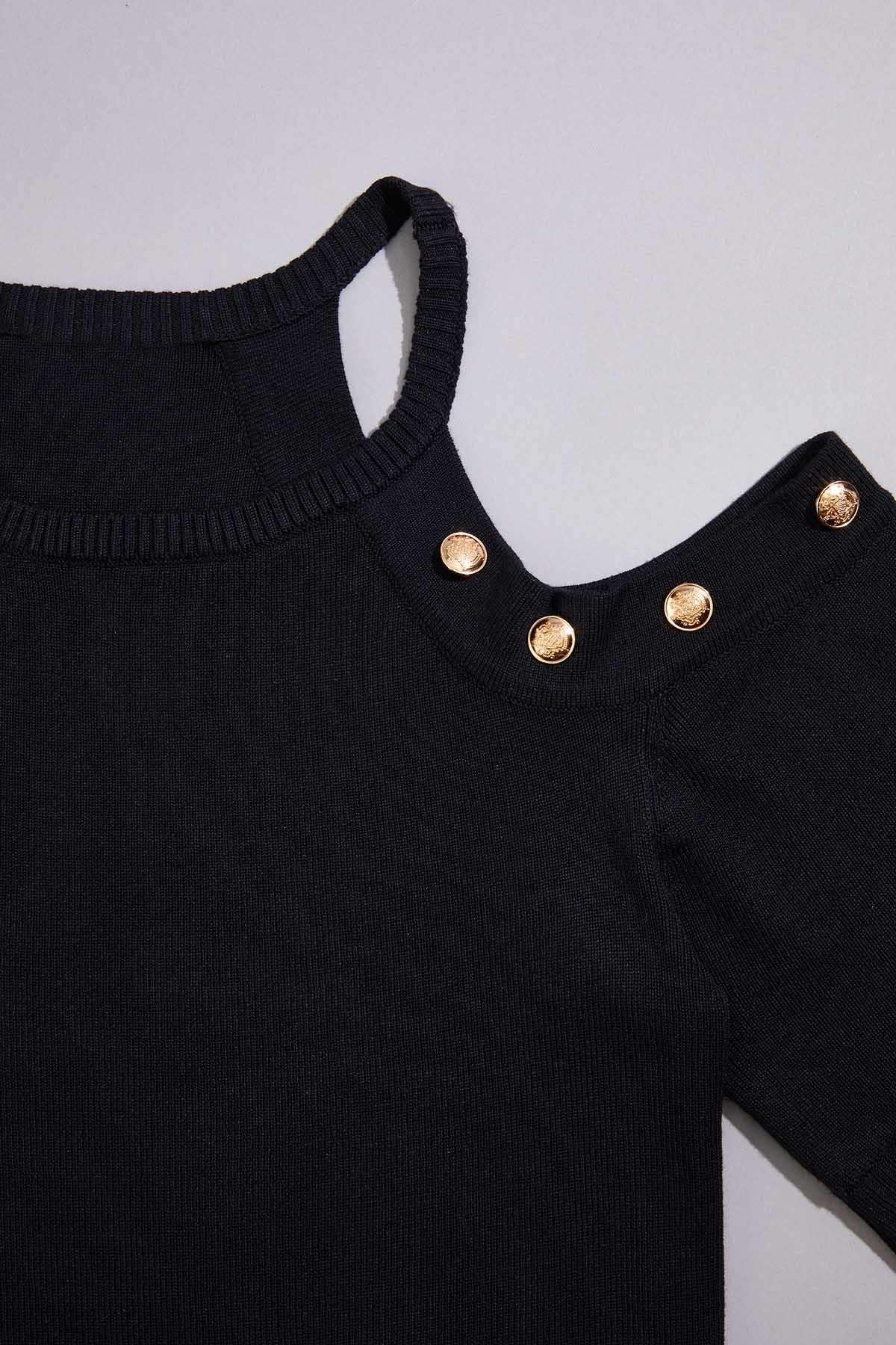 cache one shoulder button sweater Versona Caché