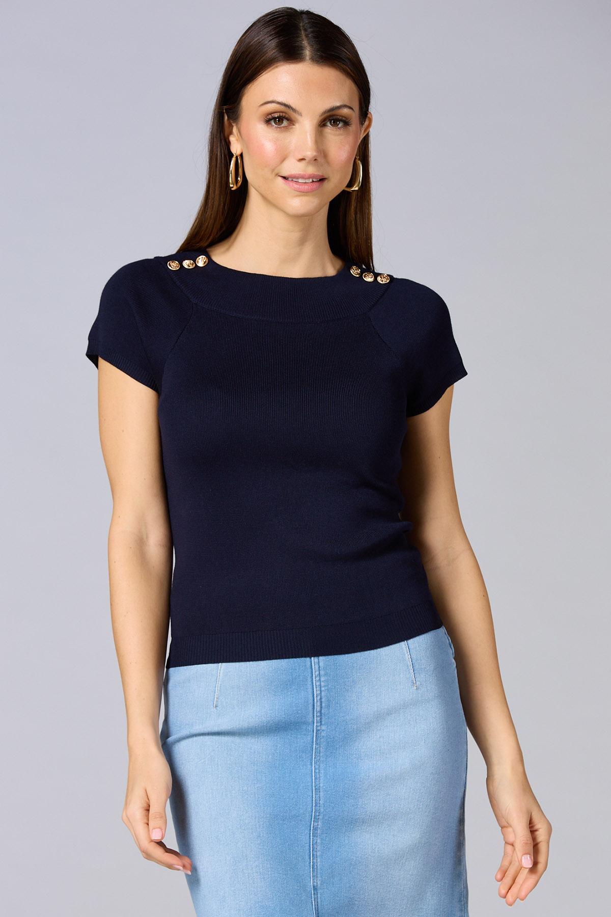 cache shoulder button sweater Versona Caché
