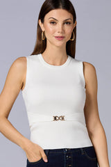 cache belted ribbed tank Versona Caché