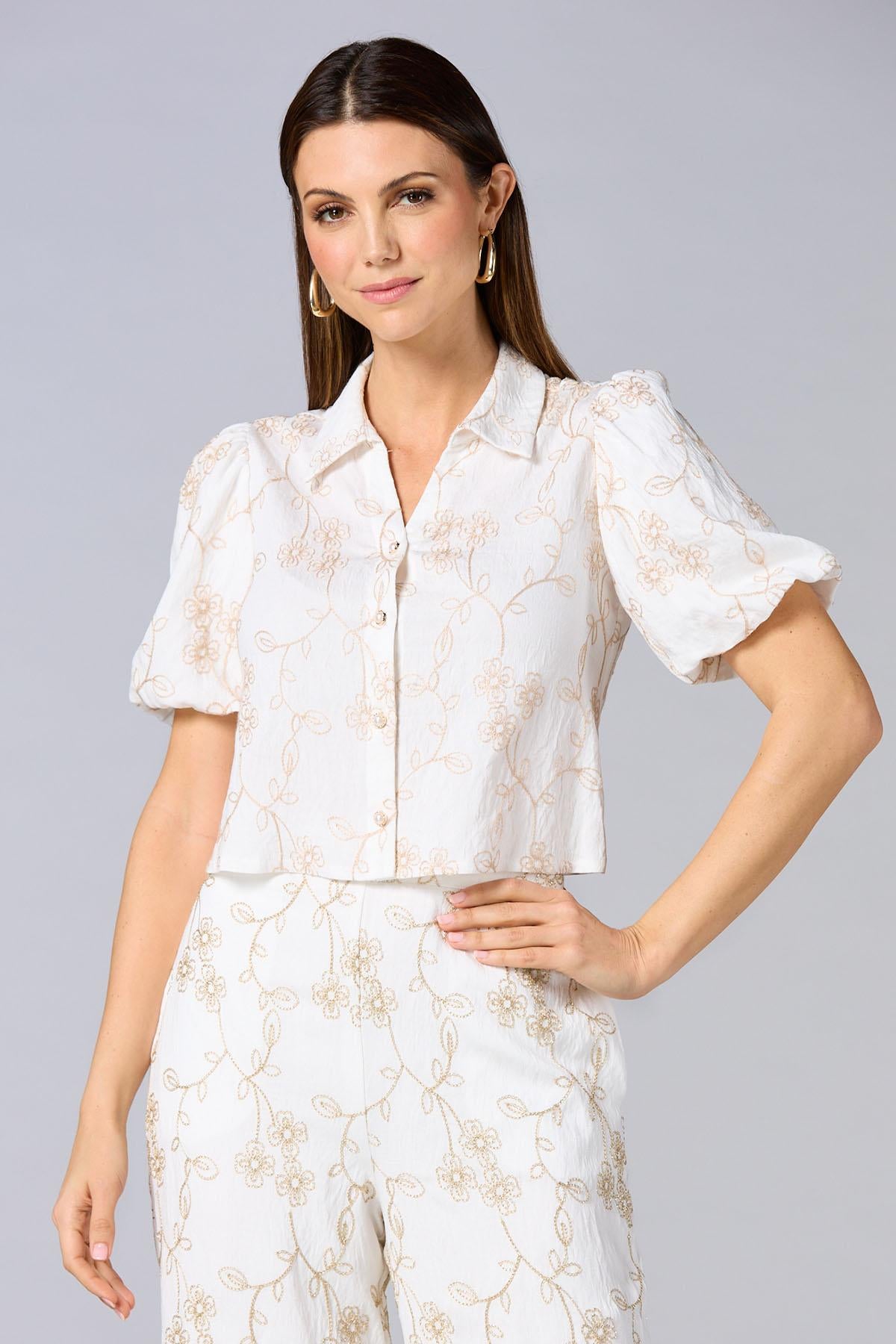 cache floral embroidered shirt Versona Caché