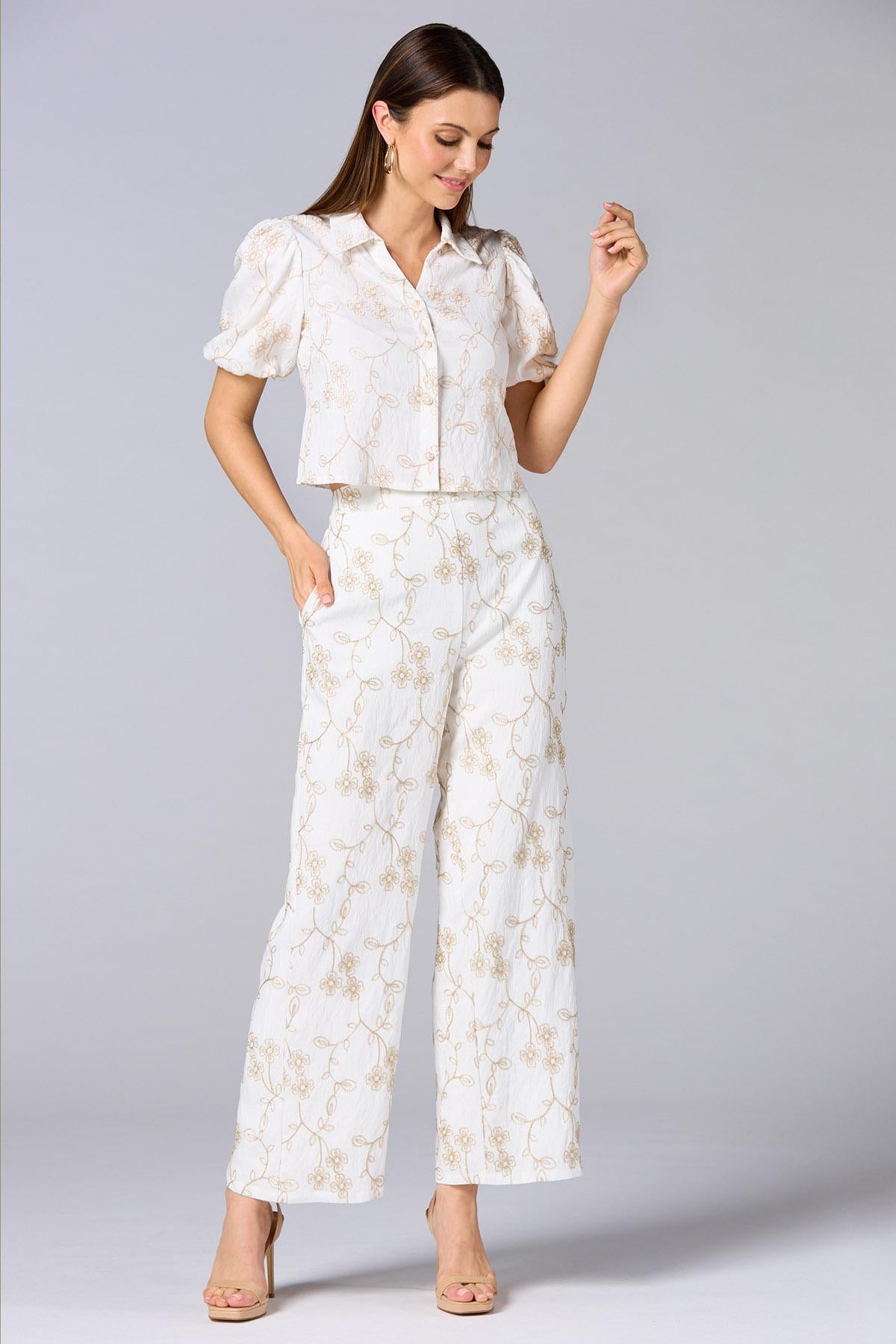 cache floral embroidered shirt Versona Caché