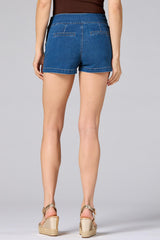 cache sailor button denim shorts Versona Caché