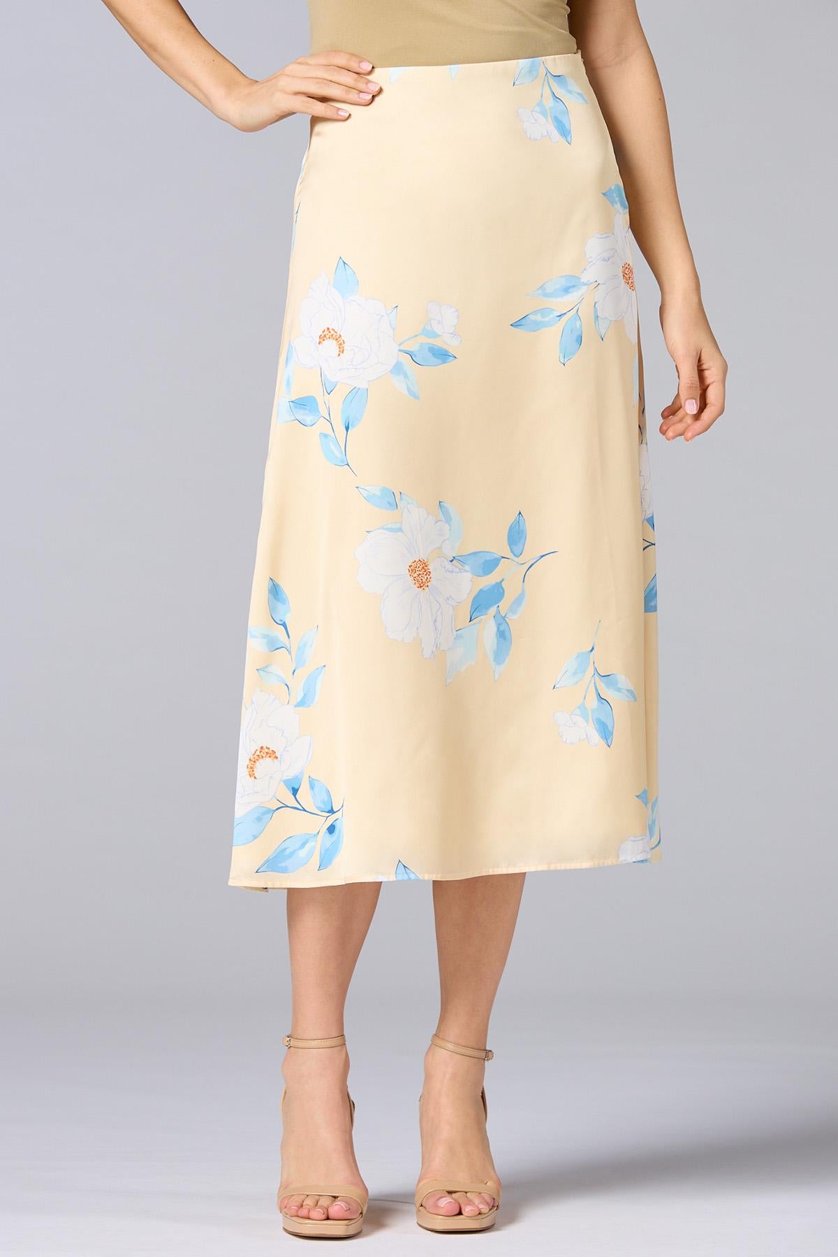cache satin floral midi skirt Versona Caché