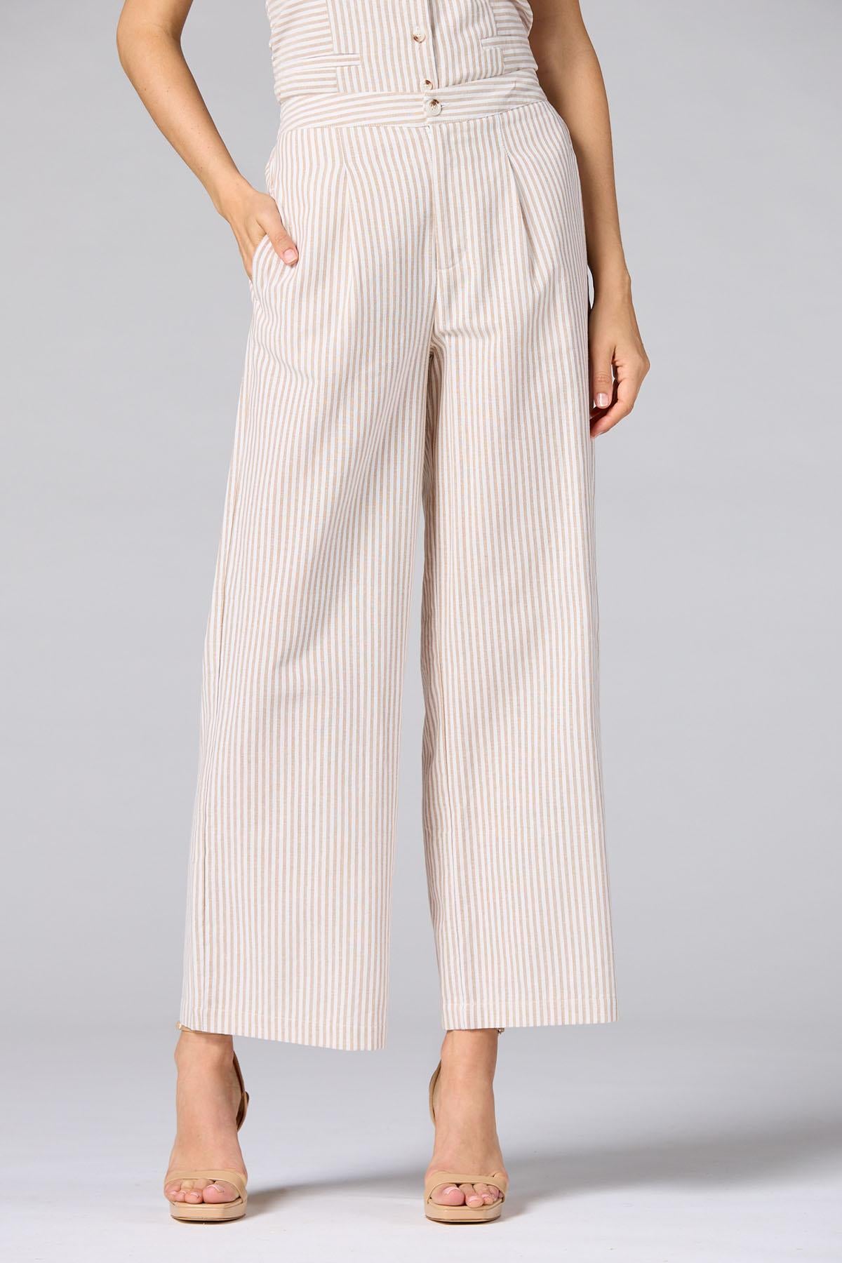cache neutral striped pants Versona Caché