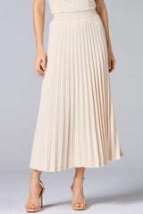 cache beige pleated crepe maxi skirt Versona Caché