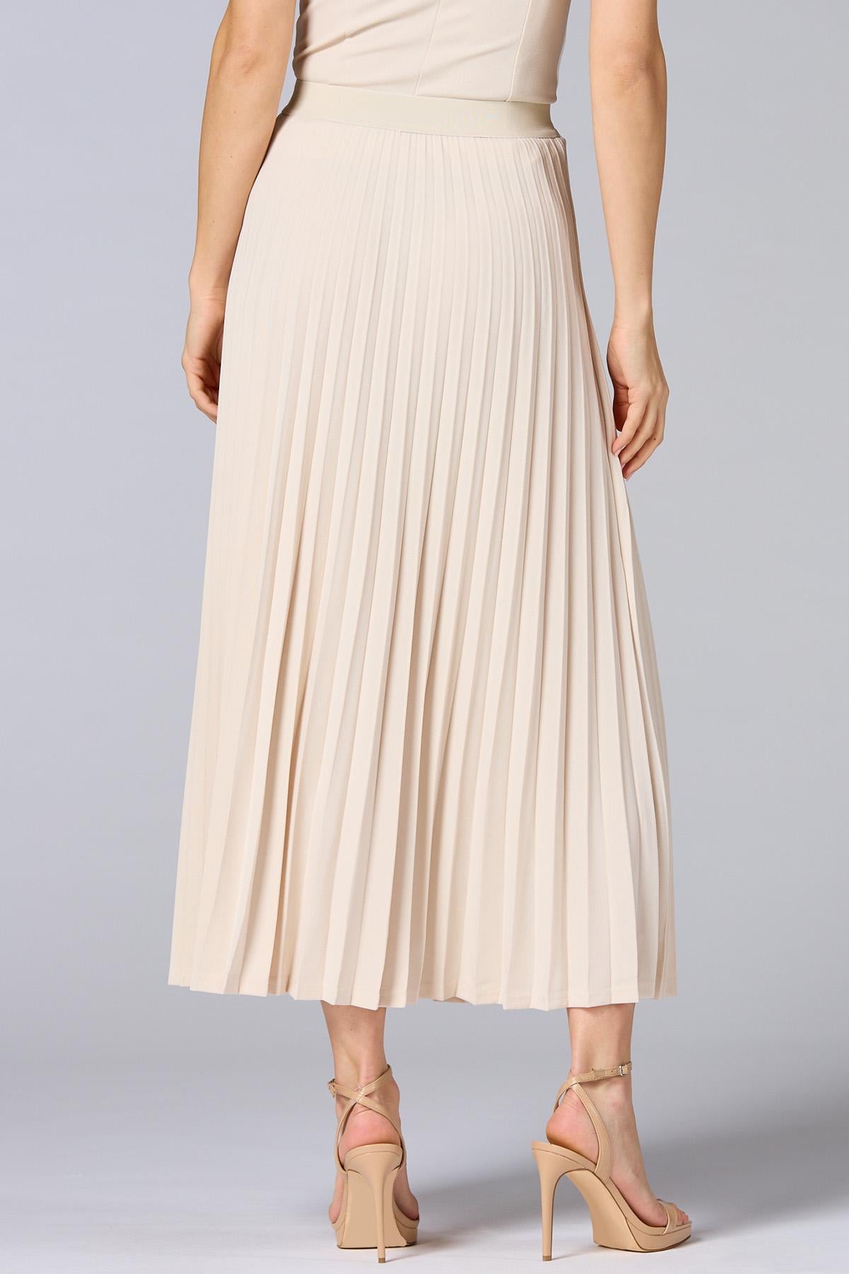 cache beige pleated crepe maxi skirt Versona Caché