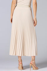 cache beige pleated crepe maxi skirt Versona Caché