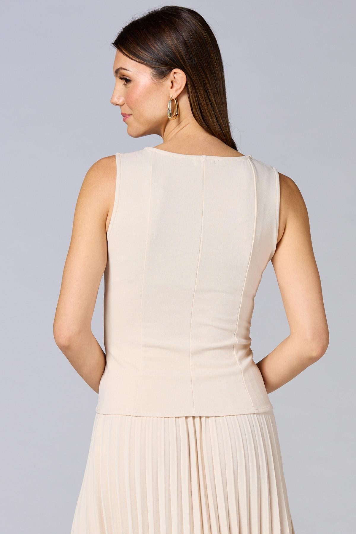 cache beige seamed crepe tank Versona Caché