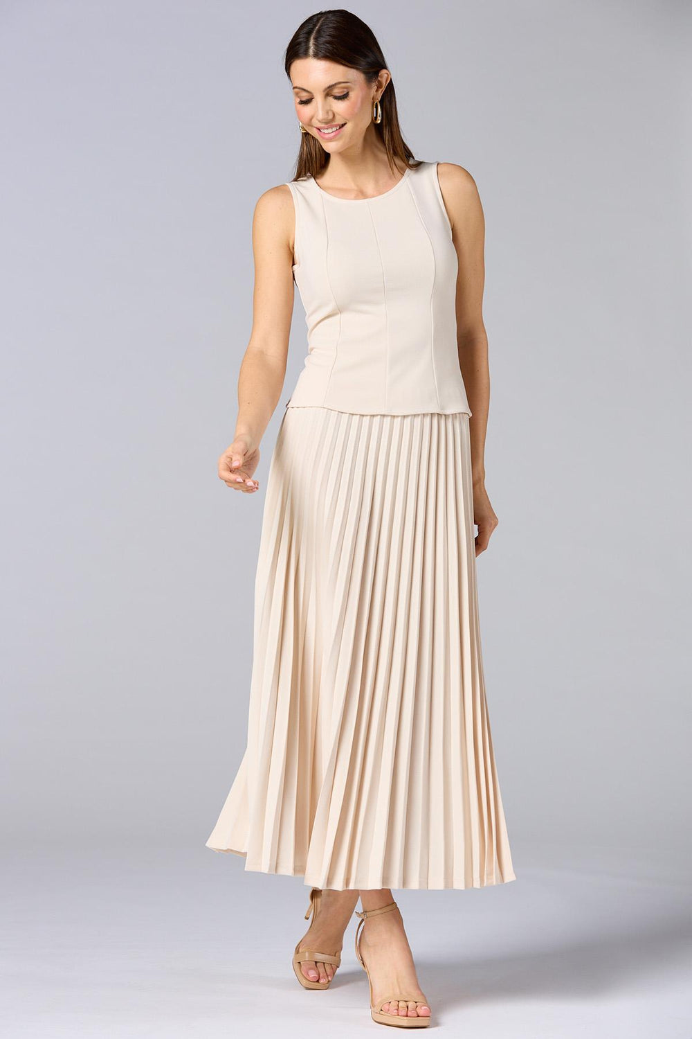 cache beige seamed crepe tank Versona Caché
