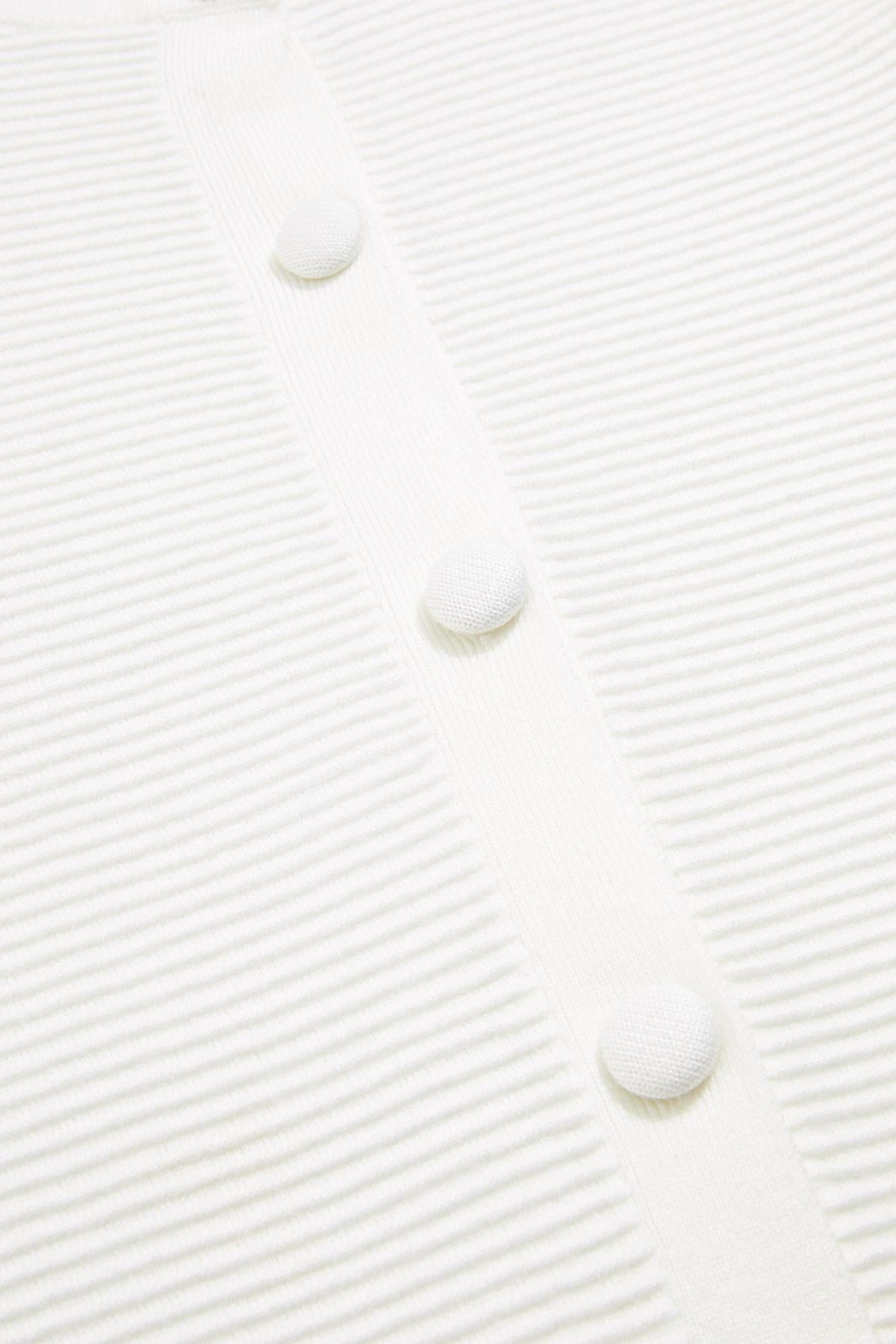 cache solid white ribbed cardigan Versona Caché