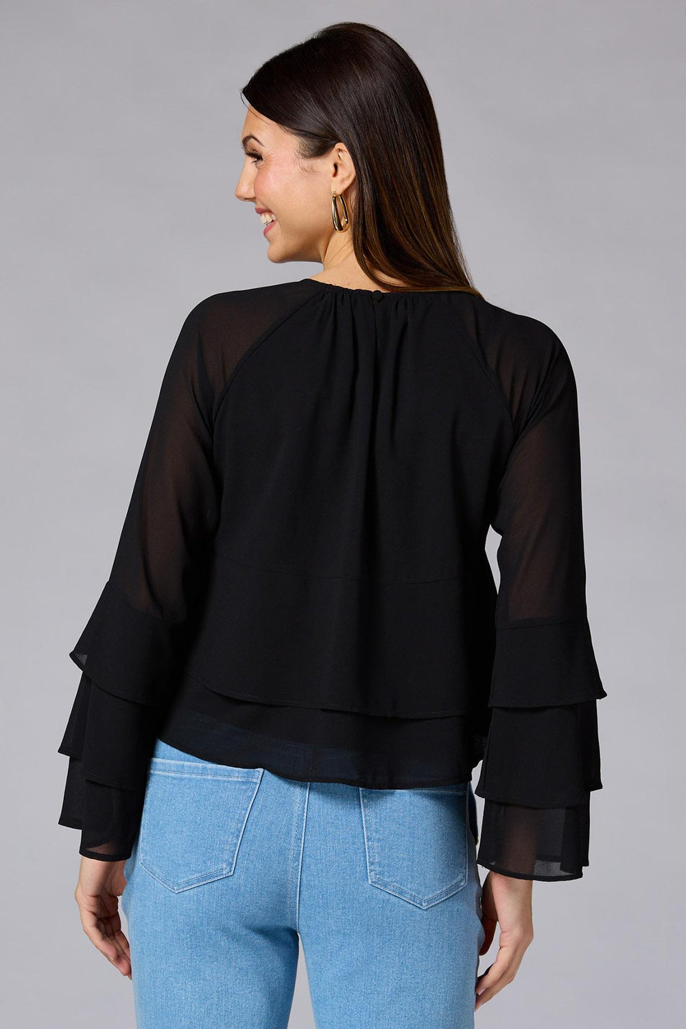 cache tiered bell sleeve top Versona Caché