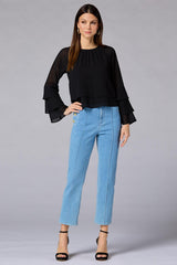 cache tiered bell sleeve top Versona Caché