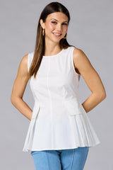 cache poplin pleated peplum tank Versona Caché
