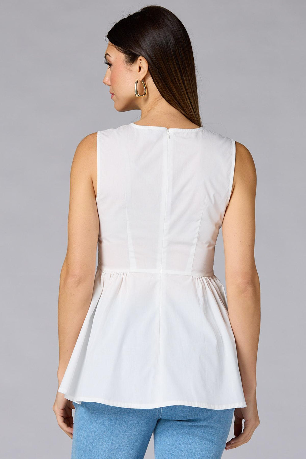 cache poplin pleated peplum tank Versona Caché