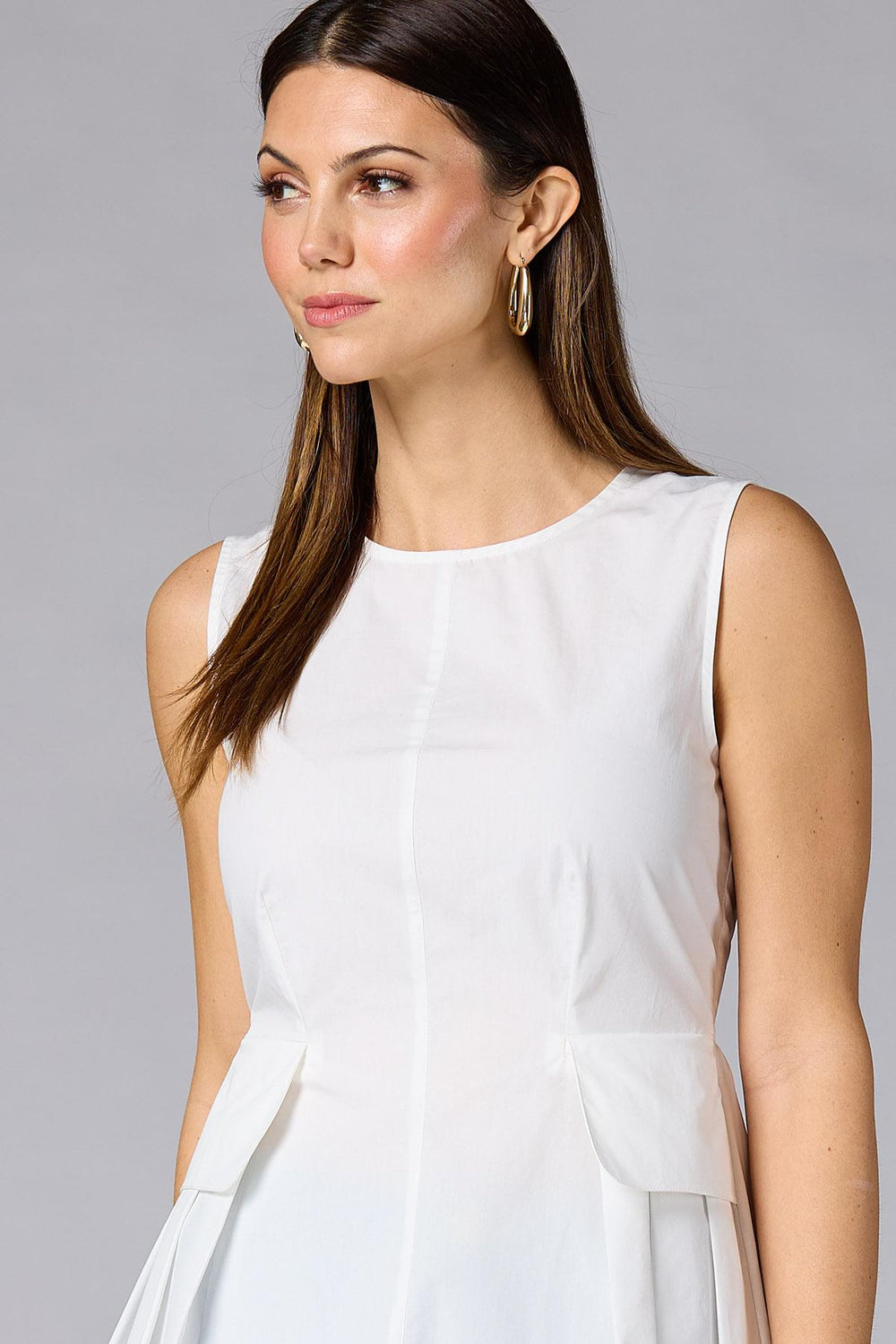 cache poplin pleated peplum tank Versona Caché