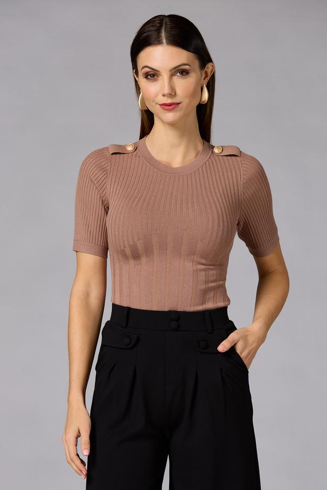 cache ribbed button shoulder sweater Versona Caché