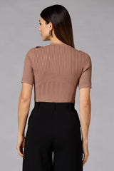 cache ribbed button shoulder sweater Versona Caché