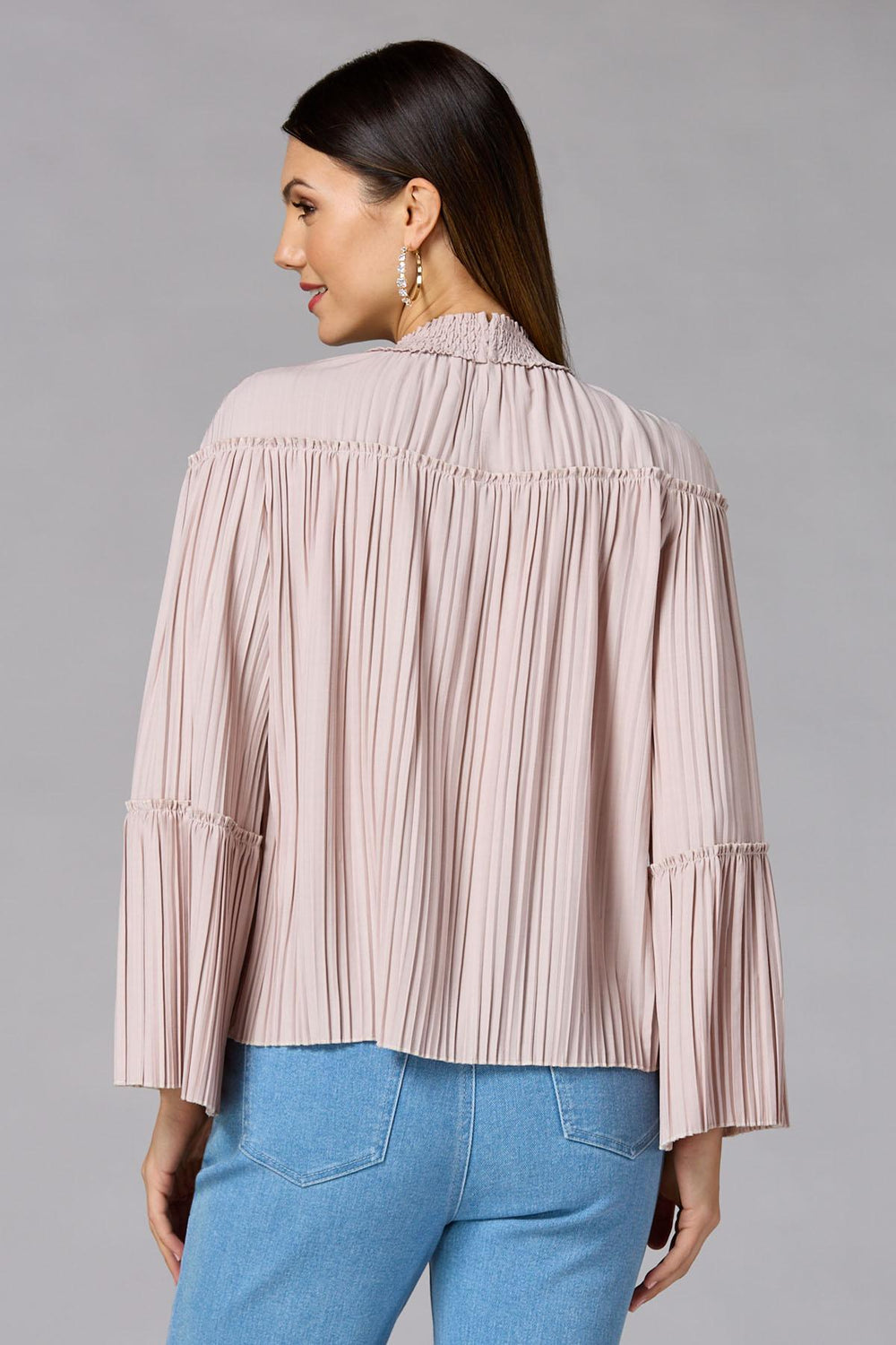 cache pleated mock neck blouse Versona Caché