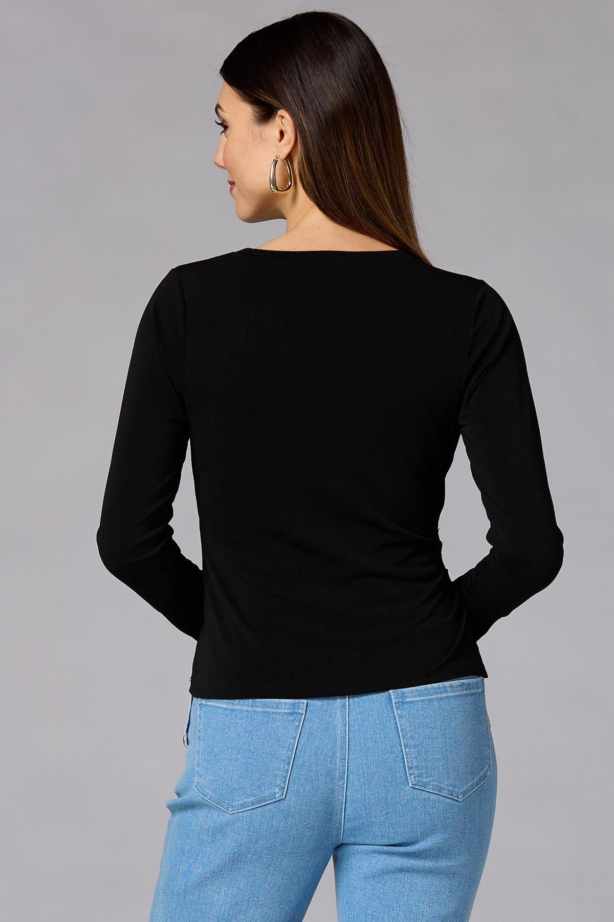 cache wrap side knit top - black Versona Caché