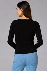 cache wrap side knit top - black Versona Caché
