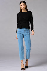 cache wrap side knit top - black Versona Caché