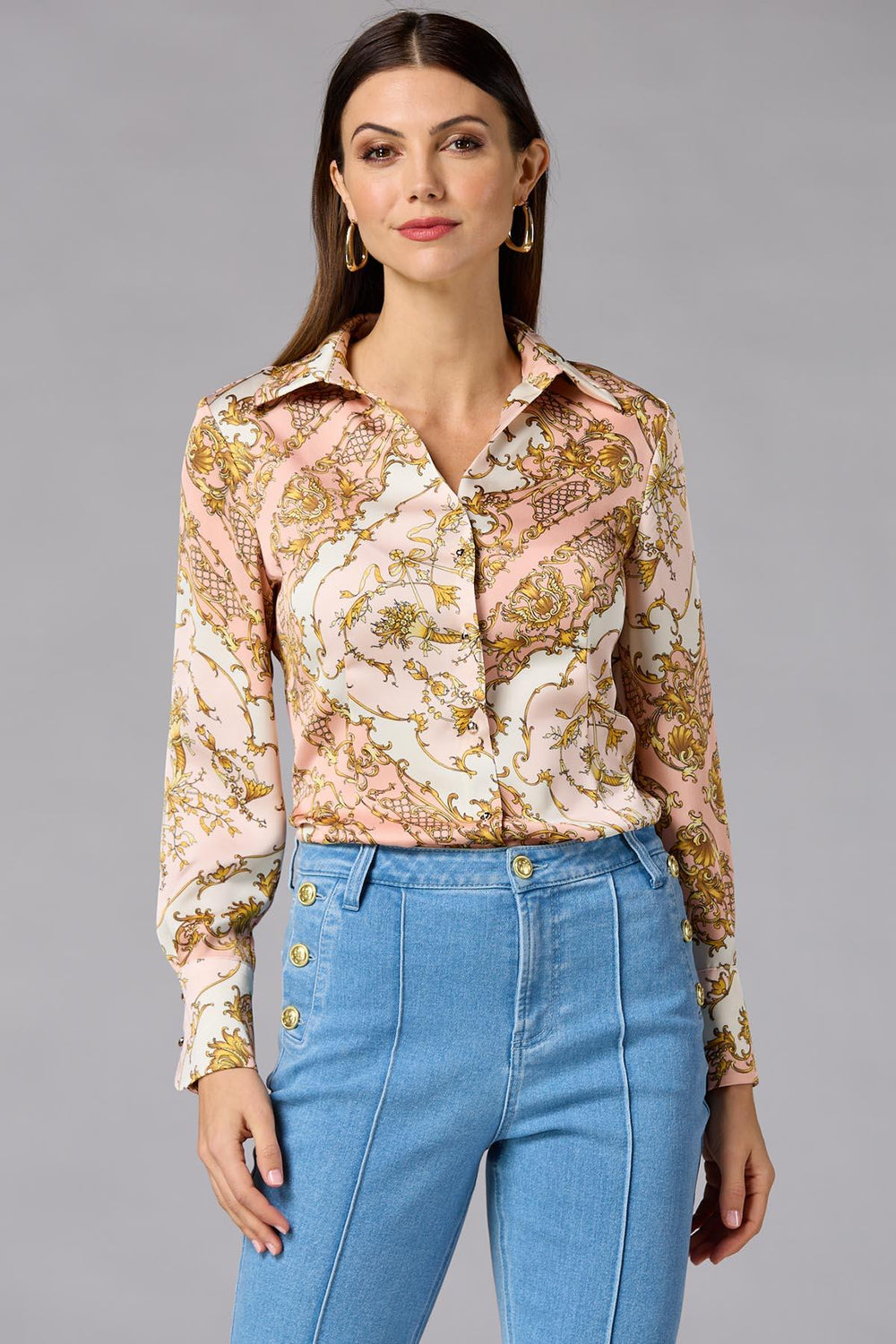 cache floral status print satin blouse Versona Caché