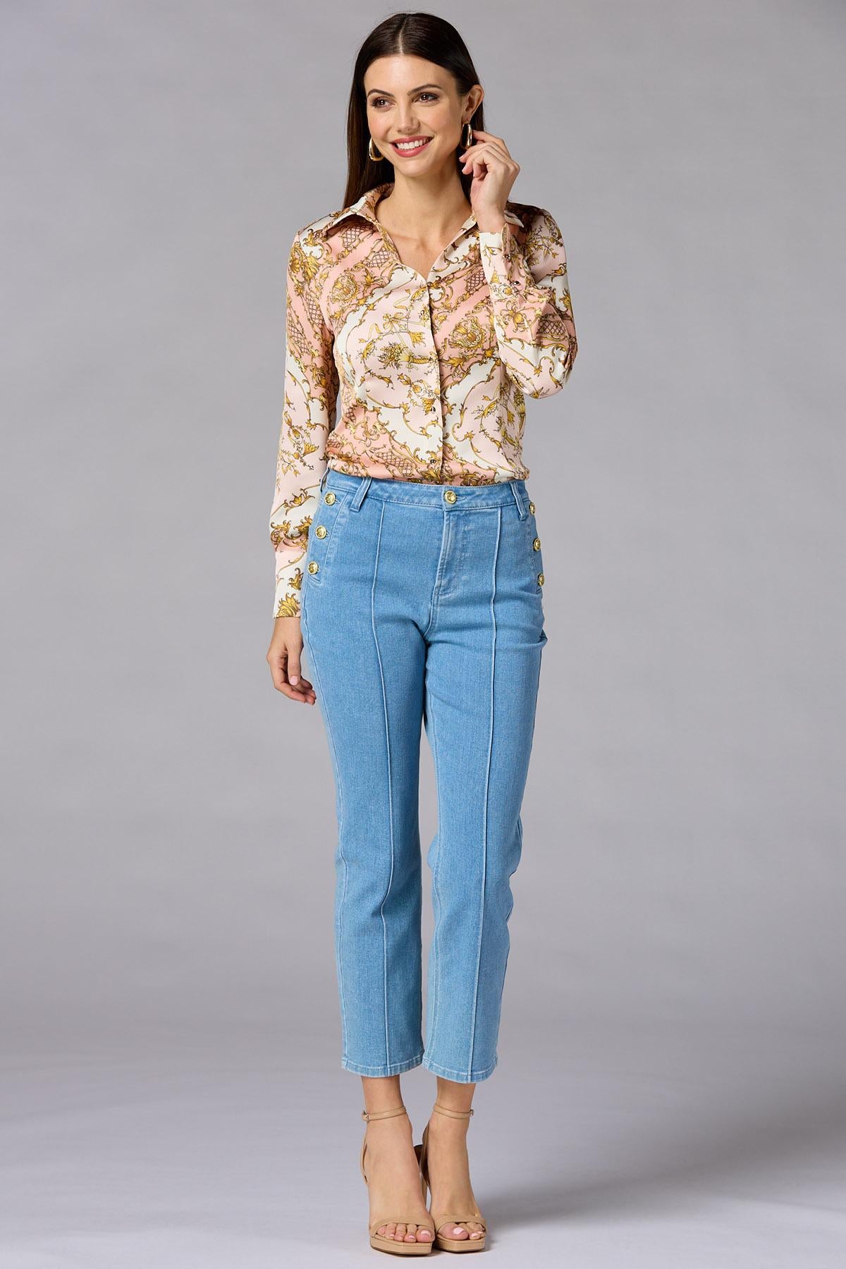 cache floral status print satin blouse Versona Caché