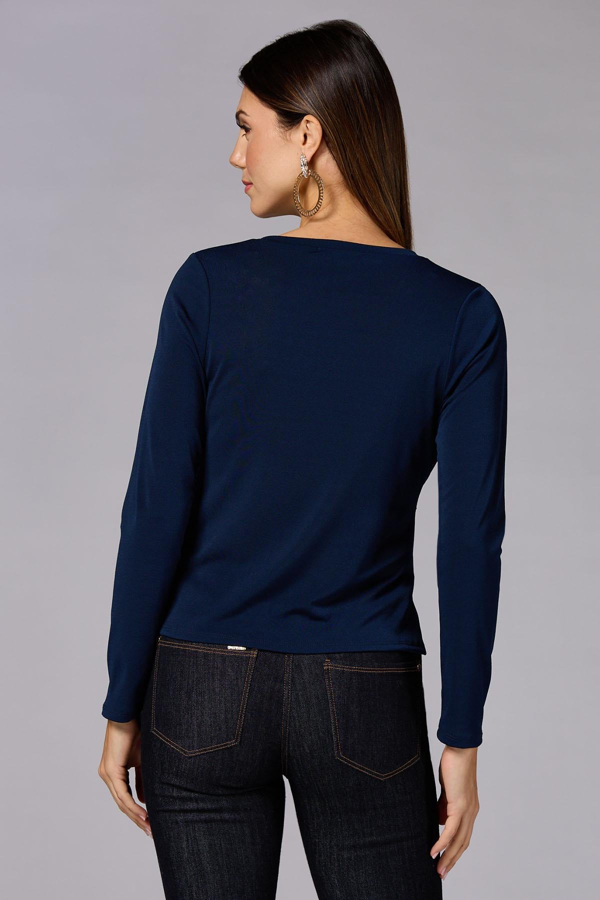 cache wrap side knit top - navy Versona Caché
