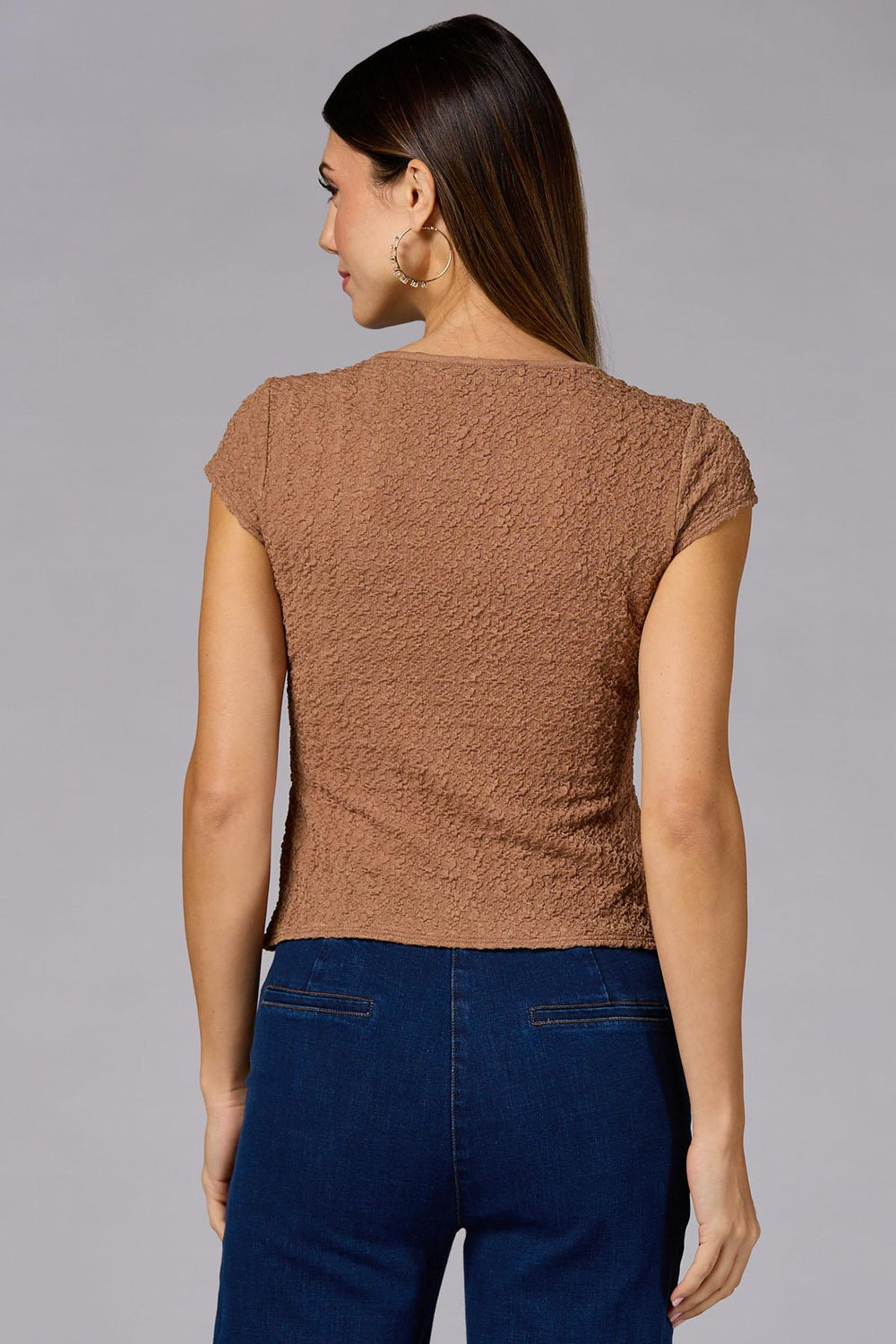 cache textured button embellished top Versona Caché