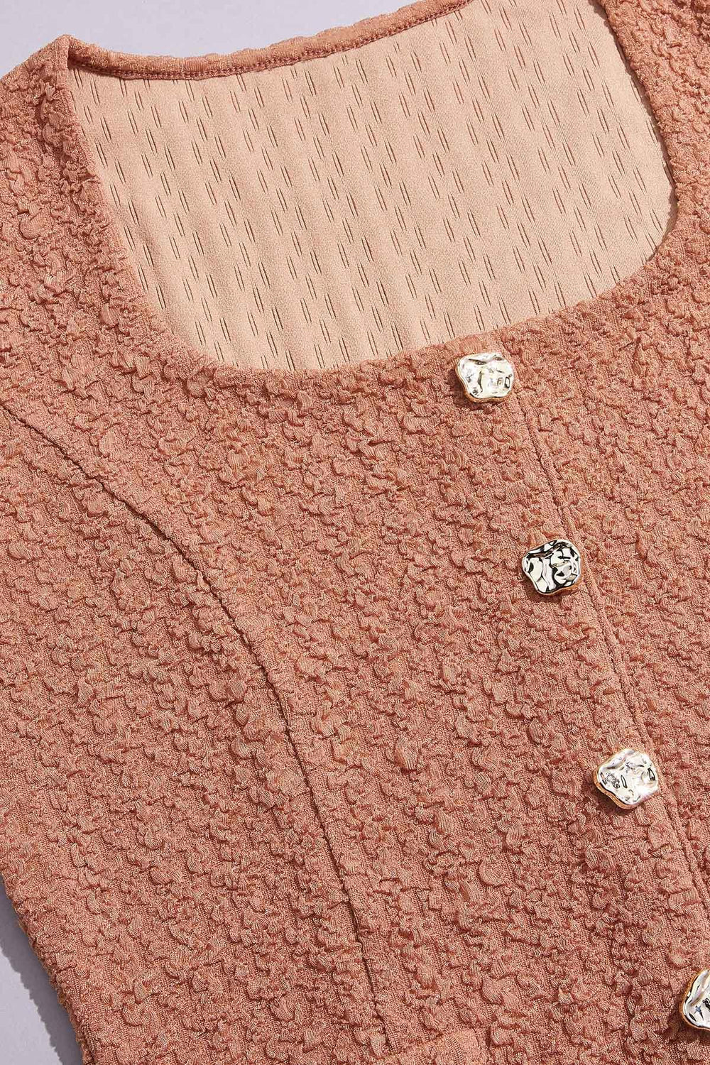 cache textured button embellished top Versona Caché