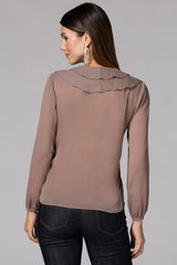 cache ruffled chiffon blouse Versona Caché