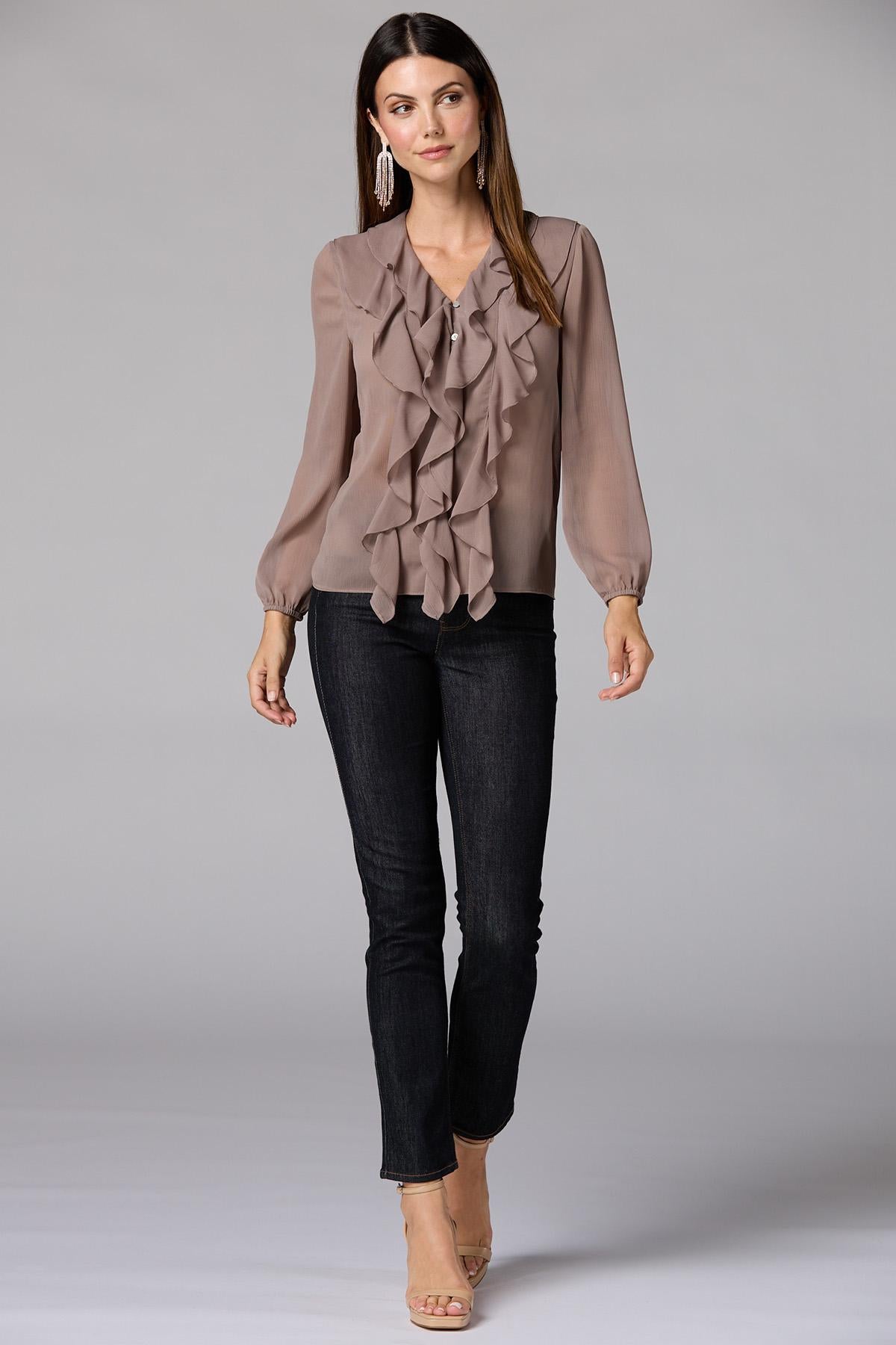 cache ruffled chiffon blouse Versona Caché