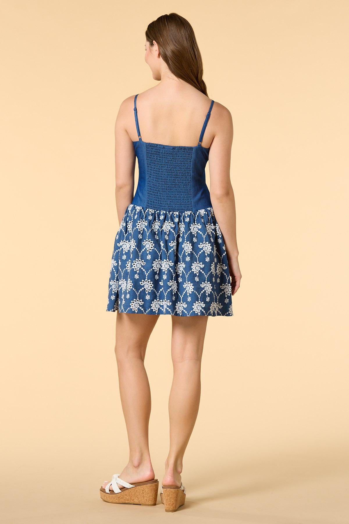 blue skies and blooms mini dress Versona Apparel