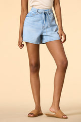 tied together denim shorts Versona Apparel