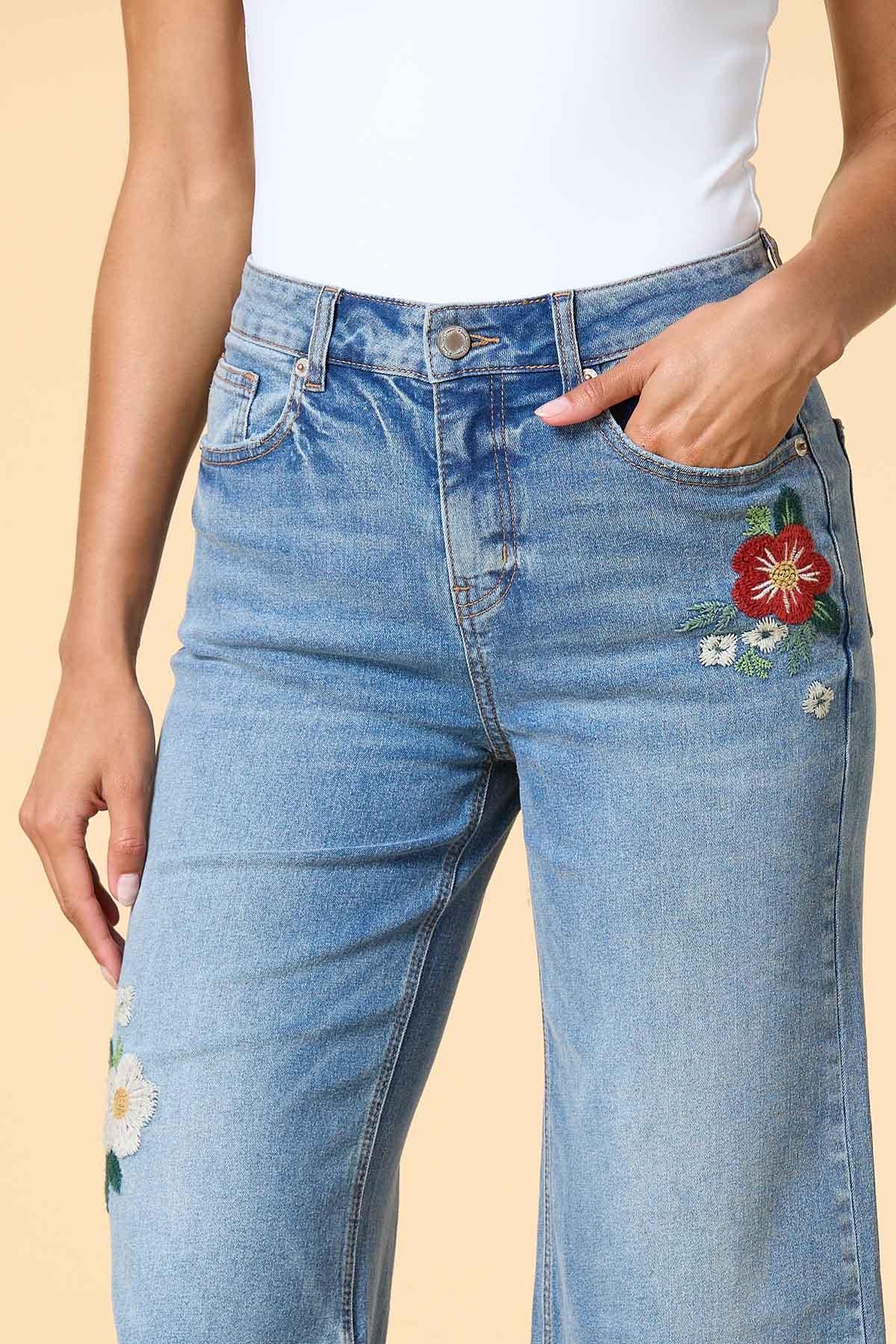 told you sew embroidered jeans Versona Apparel