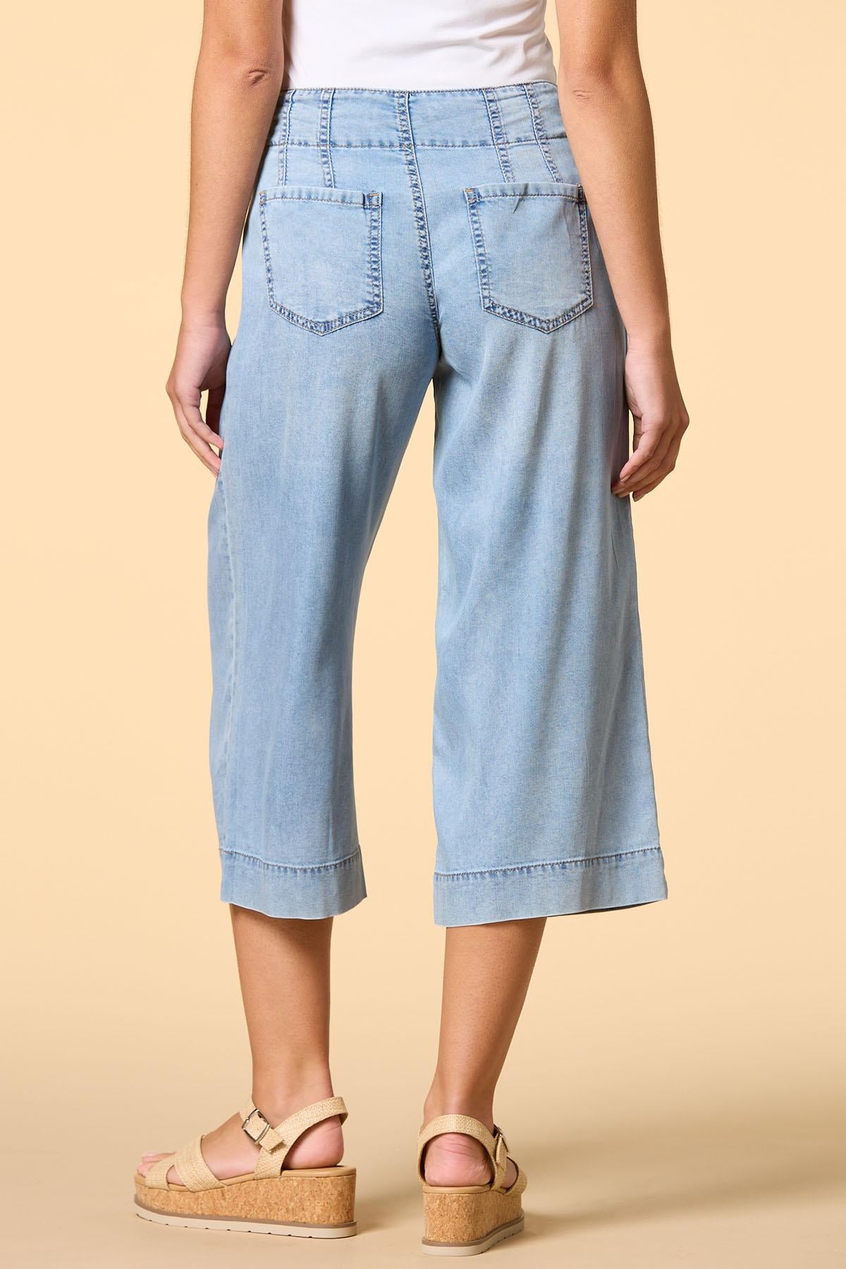 braid in america cropped chambray pants Versona Apparel