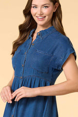 lights went out chambray shirt dress Versona Apparel