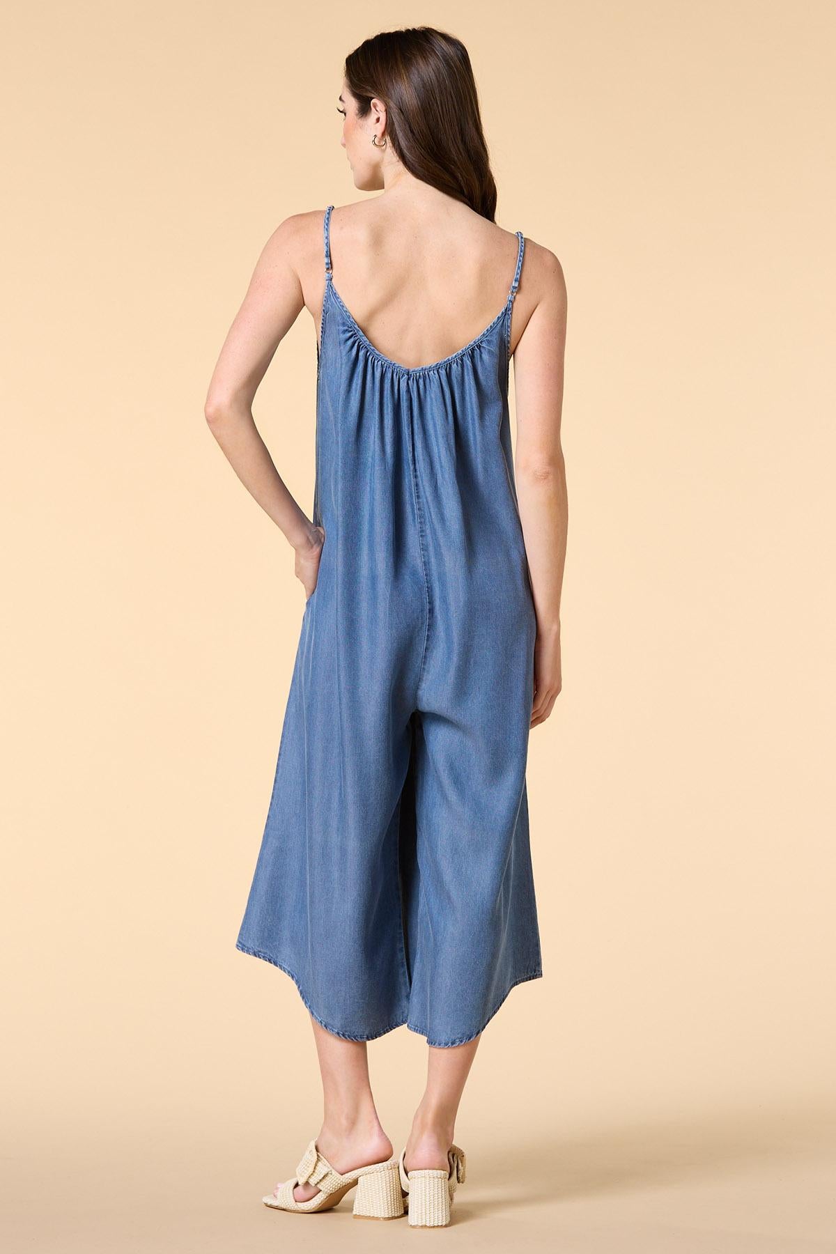 genie in a bottle chambray jumpsuit Versona Apparel