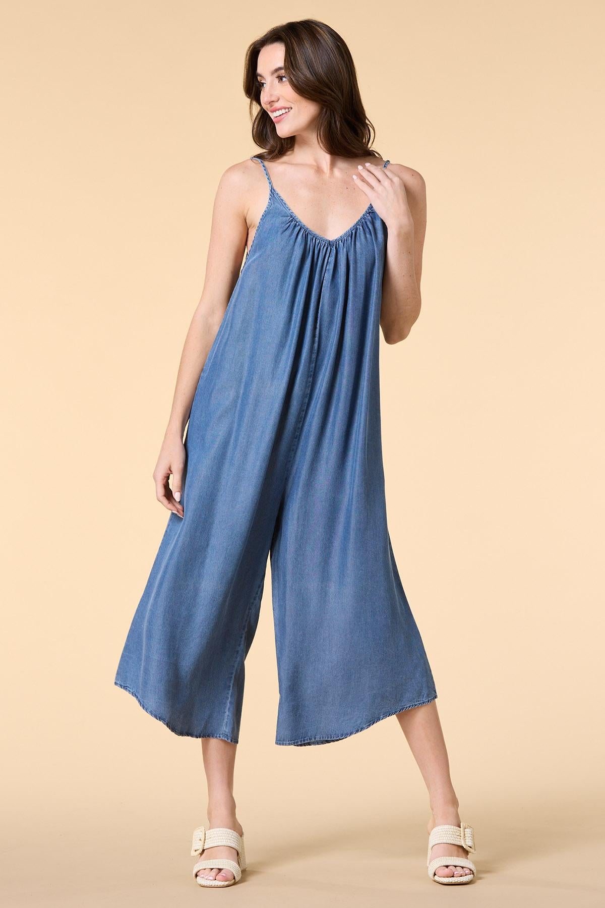 genie in a bottle chambray jumpsuit Versona Apparel