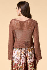 brown derby open knit sweater Versona Apparel